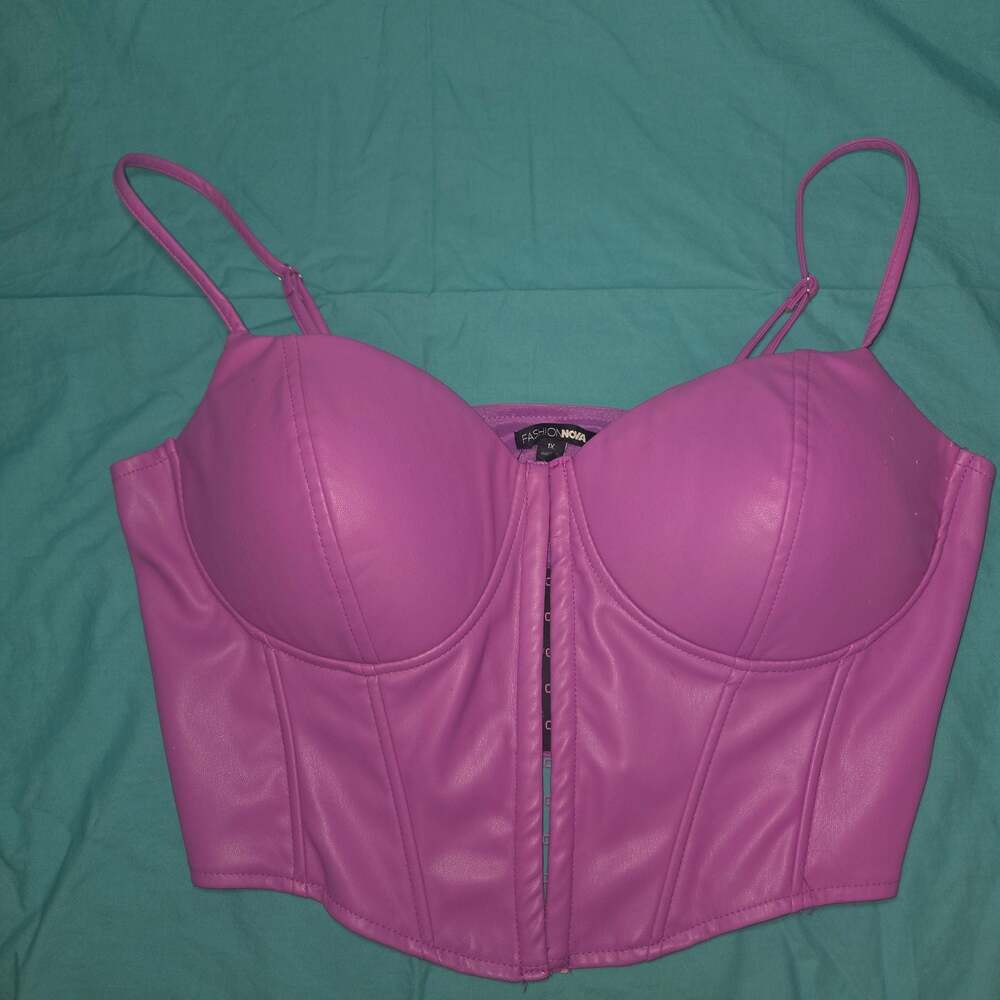 Fashion Nova Faux Leather Corset Bustier Crop Top